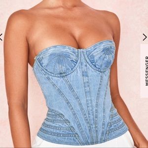 JOIE
PALE DENIM TOPSTITCHED CORSET